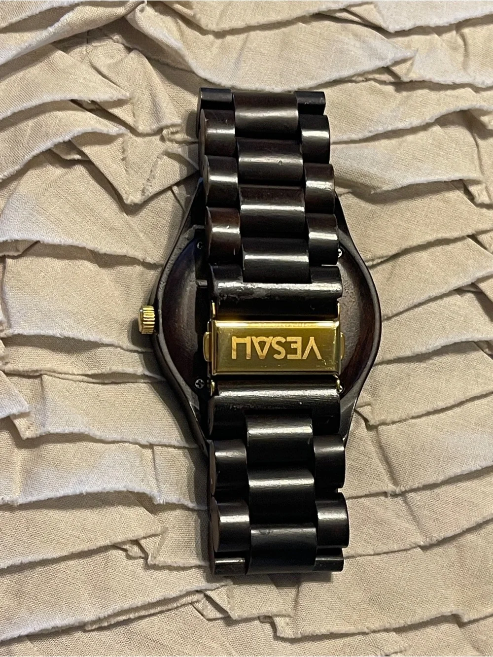 Vesah Brown Wood Watch with Gold Accents